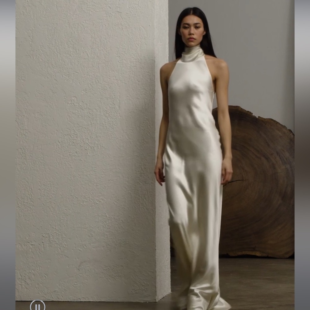 Ralph Lauren Chilton Stretch Satin Evening Dress